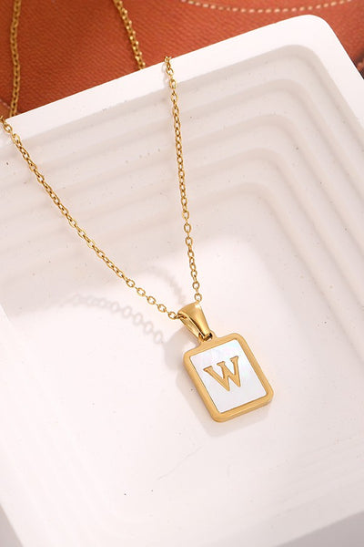 MOP  INITIAL STAINLESS STEEL TARNISH FREE NECKLACE | 40NK314