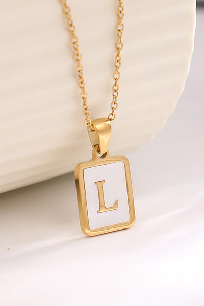 MOP  INITIAL STAINLESS STEEL TARNISH FREE NECKLACE | 40NK314