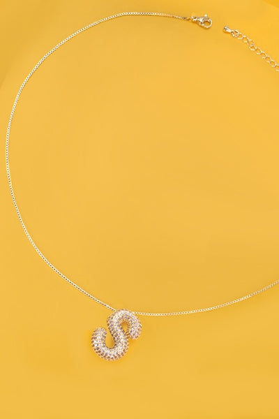 INITIAL PAVE RHINESTONE BUBBLE BALLOON NECKLACE | 80N751