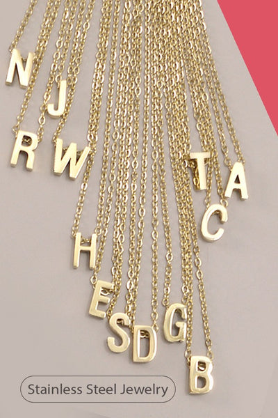 18K STAINLESS STEEL TARNISH FREE INITIAL NECKLACE | 80N753