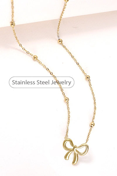 18K STAINLESS STEEL TARNISH FREE BOW NECKLACE | 80N757