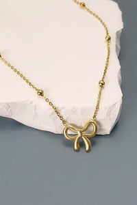 18K STAINLESS STEEL TARNISH FREE BOW NECKLACE | 80N757