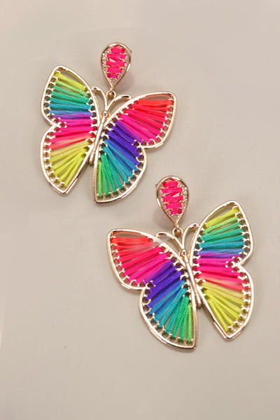 HANDMADE RAFFIA RATTAN BUTTERFLY EARRINGS | 40E299