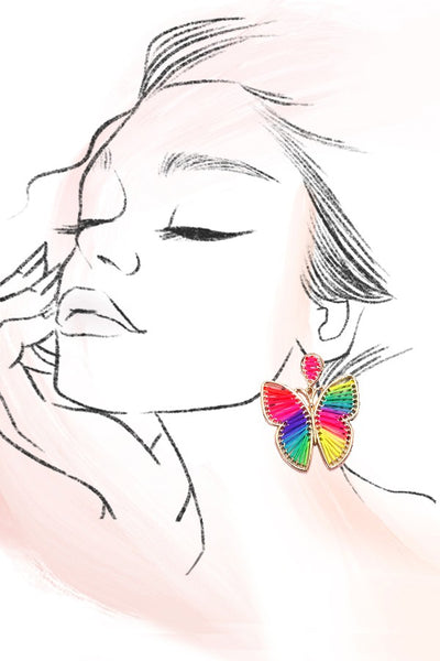 HANDMADE RAFFIA RATTAN BUTTERFLY EARRINGS | 40E299