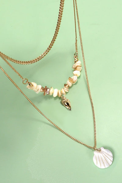 MULTI LAYER OCEAN SEASHELL CONCH NECKLACE | 80N678