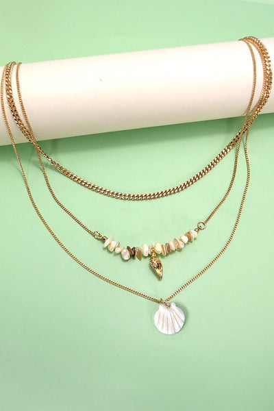 MULTI LAYER OCEAN SEASHELL CONCH NECKLACE | 80N678