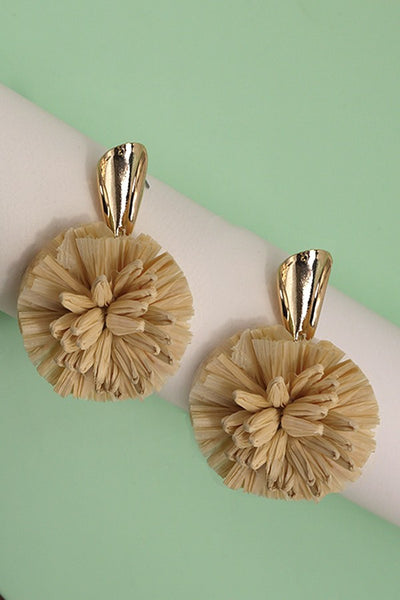 RAFFIA FLOWER DROP EARRINGS | 80E3471