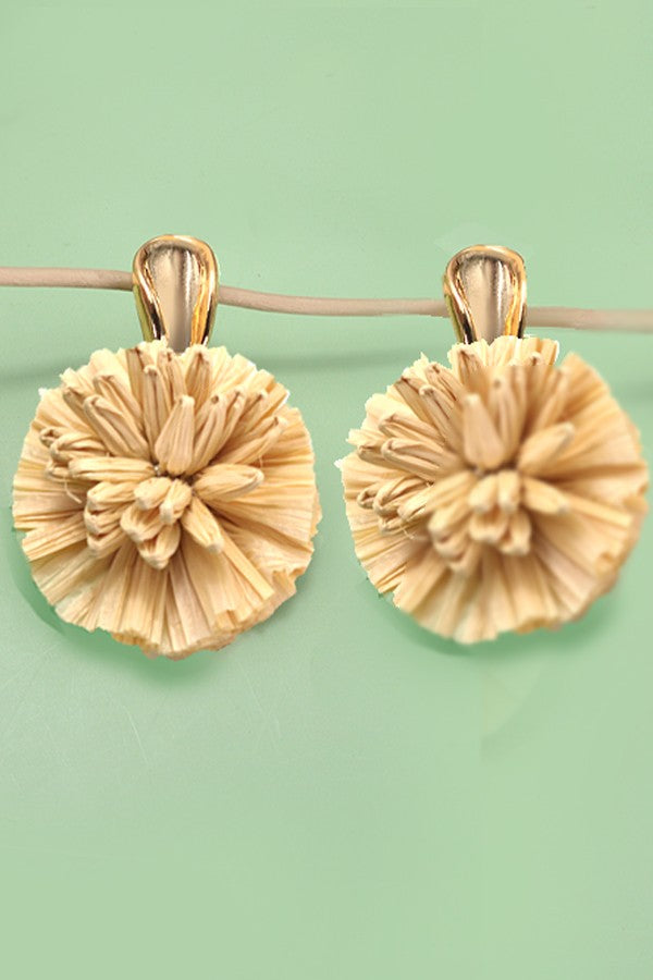 RAFFIA FLOWER DROP EARRINGS | 80E3471