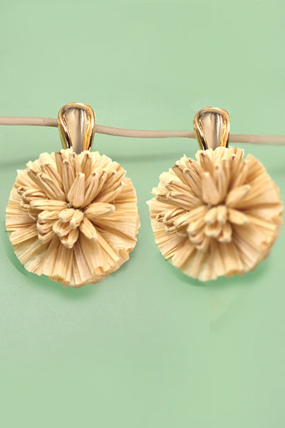 RAFFIA FLOWER DROP EARRINGS | 80E3471