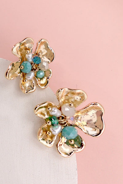 GOLD FLOWER BEAD EARRINGS | 80E3461