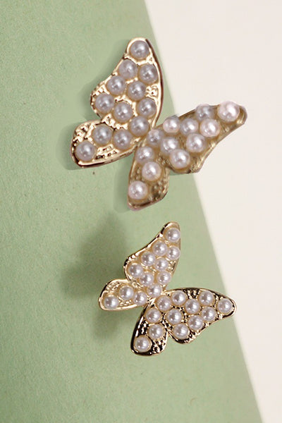 PEARL PAVE BUTTERFLY STUD EARRINGS | 31E24545