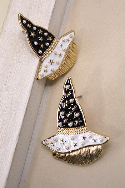 WITCH HAT PEARL STAR EPOXY EARRING | 31E24553