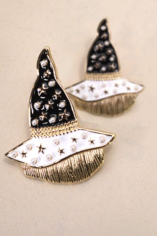 WITCH HAT PEARL STAR EPOXY EARRING | 31E24553