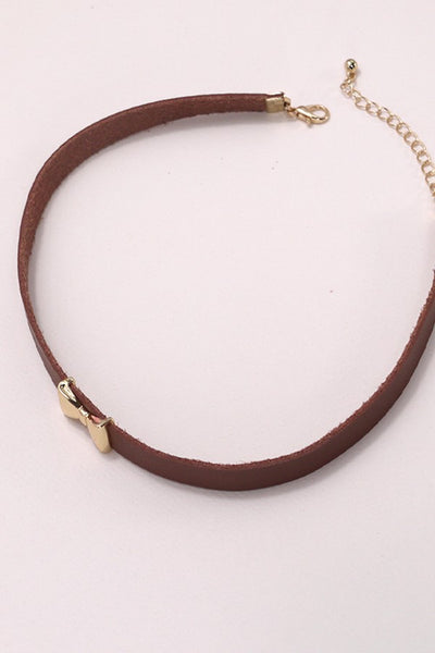 CLASSIC BOW FAUX LEATHER CHOKER NECKLACE | 31N24061