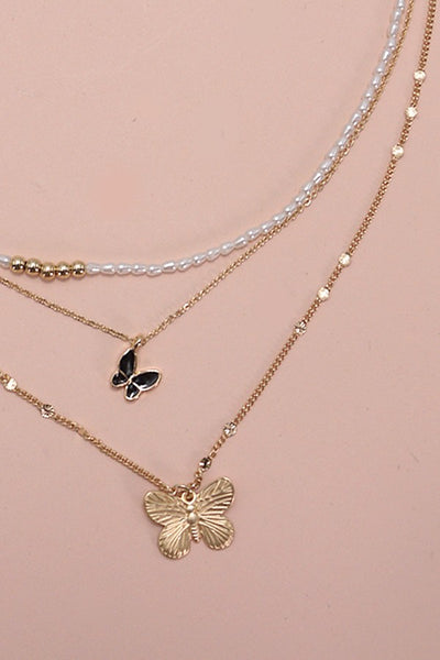 PEARL BUTTERFLY MULTILAYER NECKLACE | 80N699