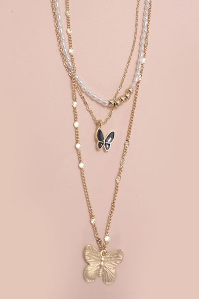 PEARL BUTTERFLY MULTILAYER NECKLACE | 80N699