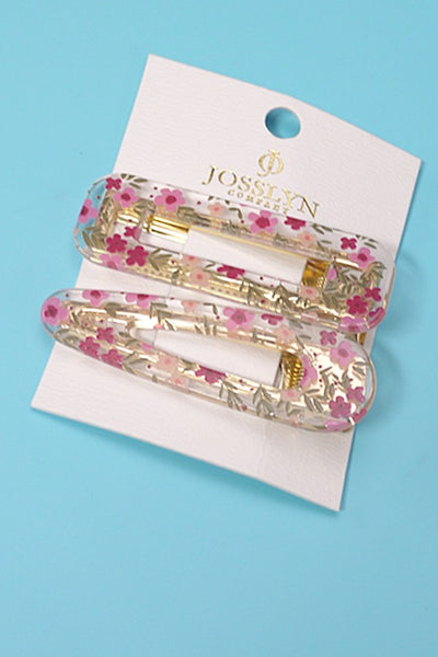 TRANSLUCENT FLOWER HAIR PIN 2PC SET | 40H800