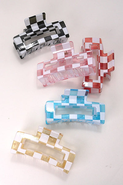 CHECKER TRANSLUCENT HAIR CLAW CLIPS | 40H789