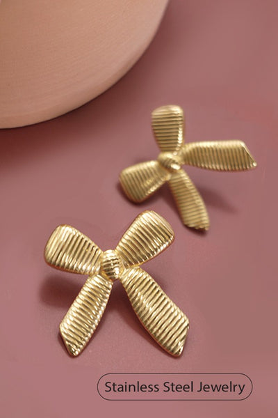 18K STAINLESS STEEL TARNISH FREE BOW EARRINGS | 40E301