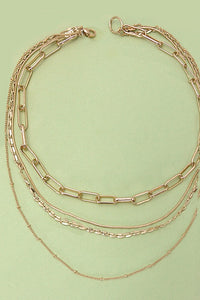 MULTI LAYER BEADED LINK BEAD SNAKE CHAIN NECKLACE | 25N812