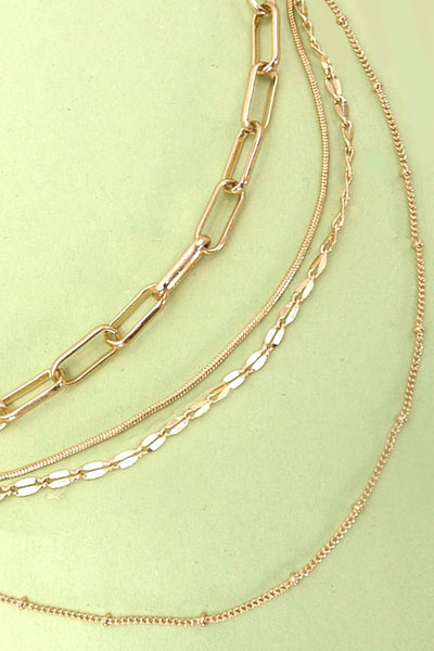 MULTI LAYER BEADED LINK BEAD SNAKE CHAIN NECKLACE | 25N812