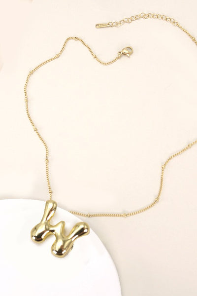 STAINLESS STEEL BALLOON BUBBLE INITITAL NECKLACE | 40NK316