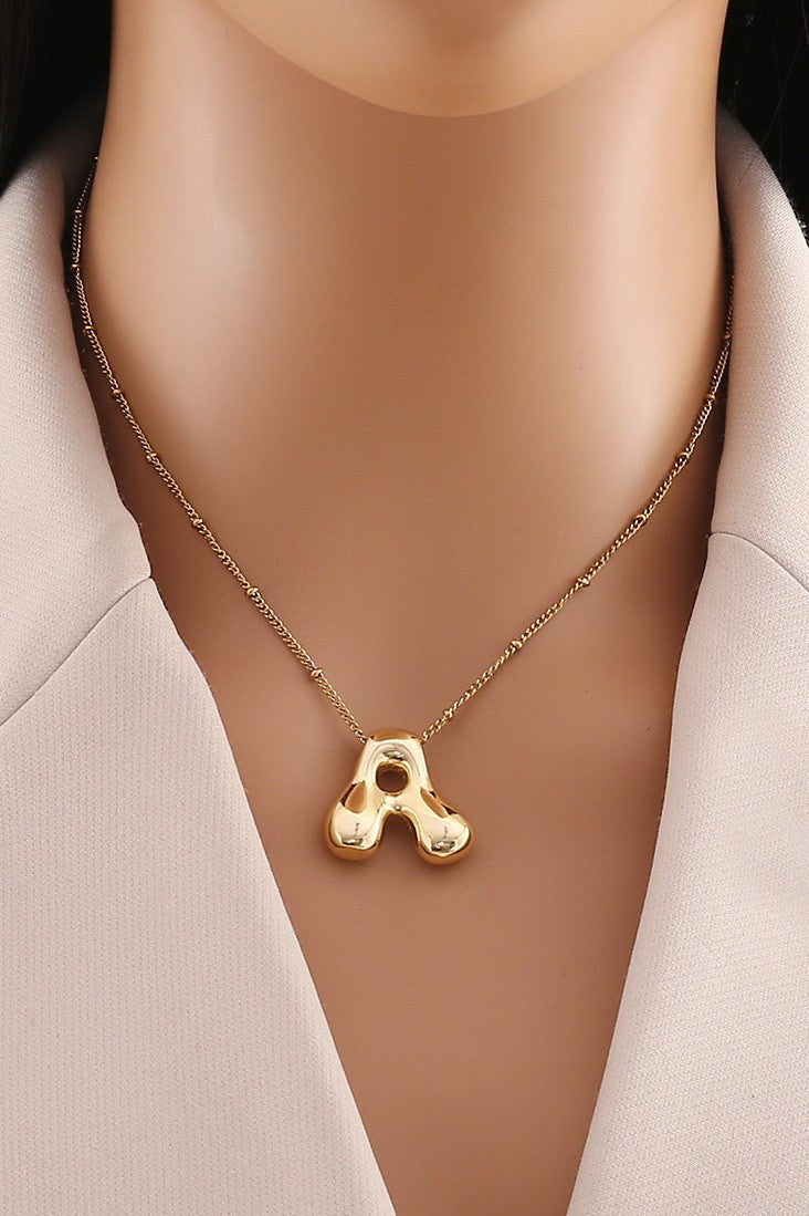 STAINLESS STEEL BALLOON BUBBLE INITITAL NECKLACE | 40NK316