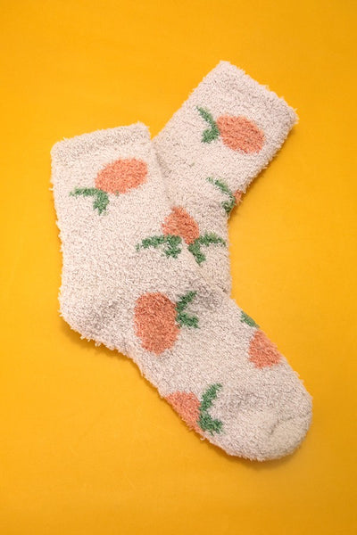 WARM CORAL FLEECE PLUSH FRUIT FLOWER FUZZY SOCKS | 40S02051