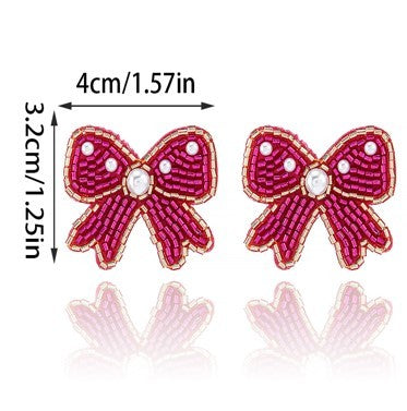 SEED BEAD BOW RIBBON BEADED EARRINGS | 40E313