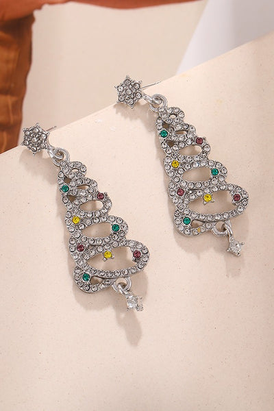 RHINESTONE CHRISTMAS TREE EARRINGS | 40E314