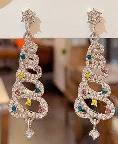 RHINESTONE CHRISTMAS TREE EARRINGS | 40E314