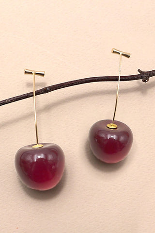 VIVID RED CHERRY DROP EARRINGS | 80E3667