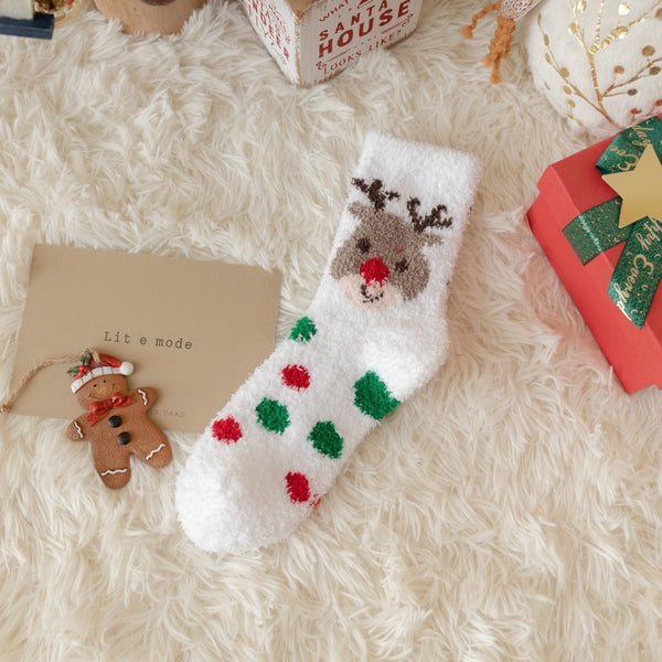 CHRISTMAS  HOLIDAY WARM CORAL FLEECE FUZZY SOCKS | 40S02054