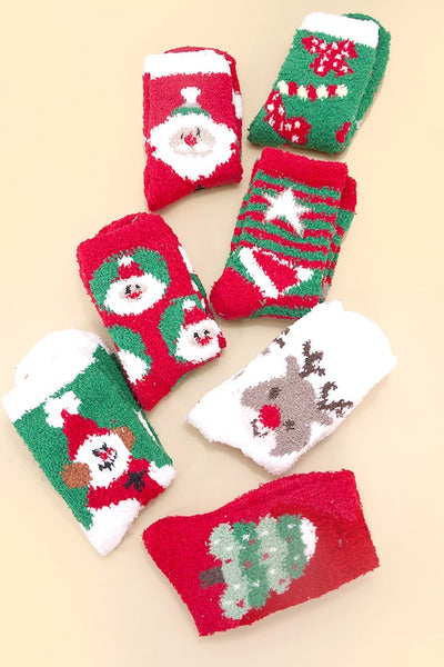 CHRISTMAS  HOLIDAY WARM CORAL FLEECE FUZZY SOCKS | 40S02054