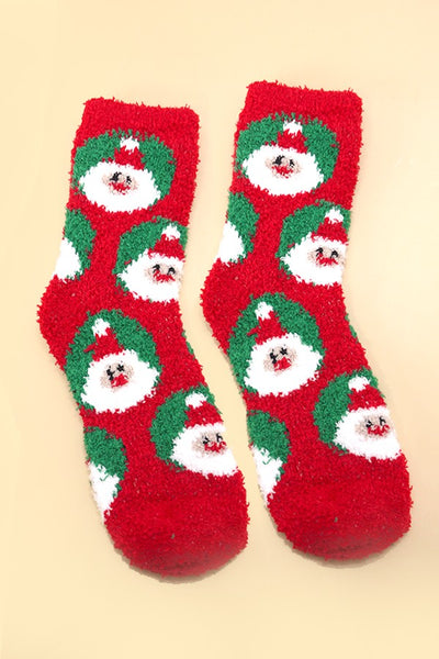 CHRISTMAS  HOLIDAY WARM CORAL FLEECE FUZZY SOCKS | 40S02054