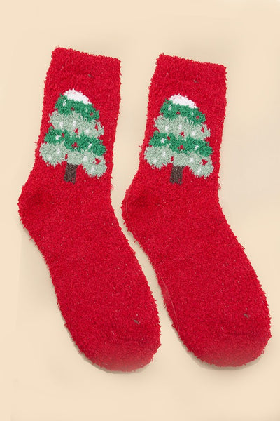 CHRISTMAS  HOLIDAY WARM CORAL FLEECE FUZZY SOCKS | 40S02054