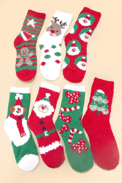 CHRISTMAS  HOLIDAY WARM CORAL FLEECE FUZZY SOCKS | 40S02054