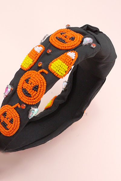 HOLLOWEEN CANDY CORN BEADED HEADBAND HAIR BAND | 90HB5262