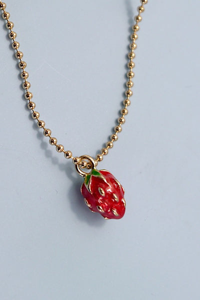 BALL CHAIN STRAWBERRY CHARM  NECKLACE | 80N783