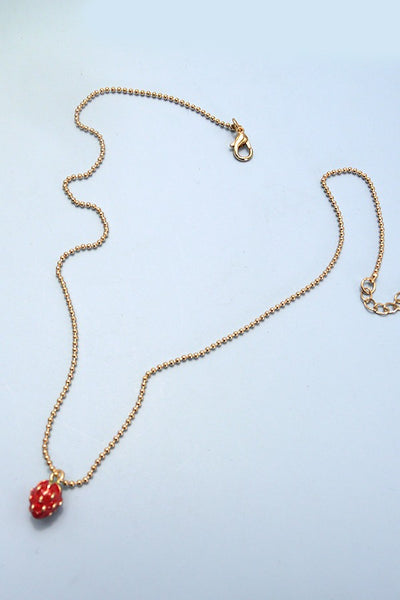 BALL CHAIN STRAWBERRY CHARM  NECKLACE | 80N783