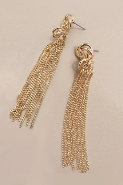 GOLD KNOT TASSEL DROP EARRINGS | 80E3680