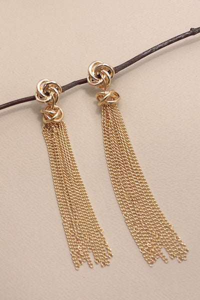 GOLD KNOT TASSEL DROP EARRINGS | 80E3680