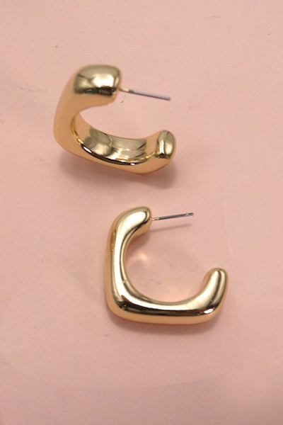 BUBBLE PUFFY SQUARE SHAPE TUBE HOOP EARRRINGS | 10E40426057