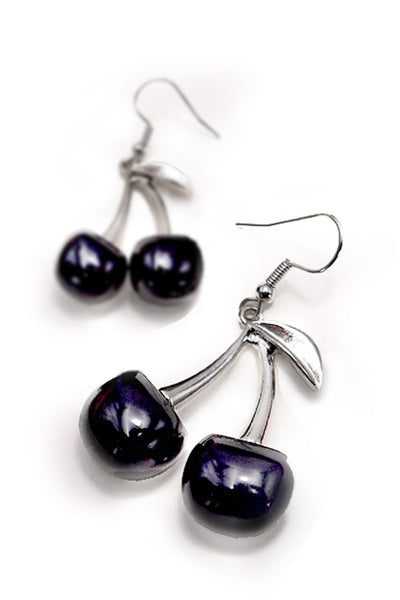 BLACK CHERRY SILVER DROP EARRINGS | 80E3607