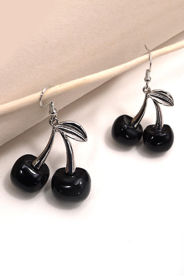 BLACK CHERRY SILVER DROP EARRINGS | 80E3607