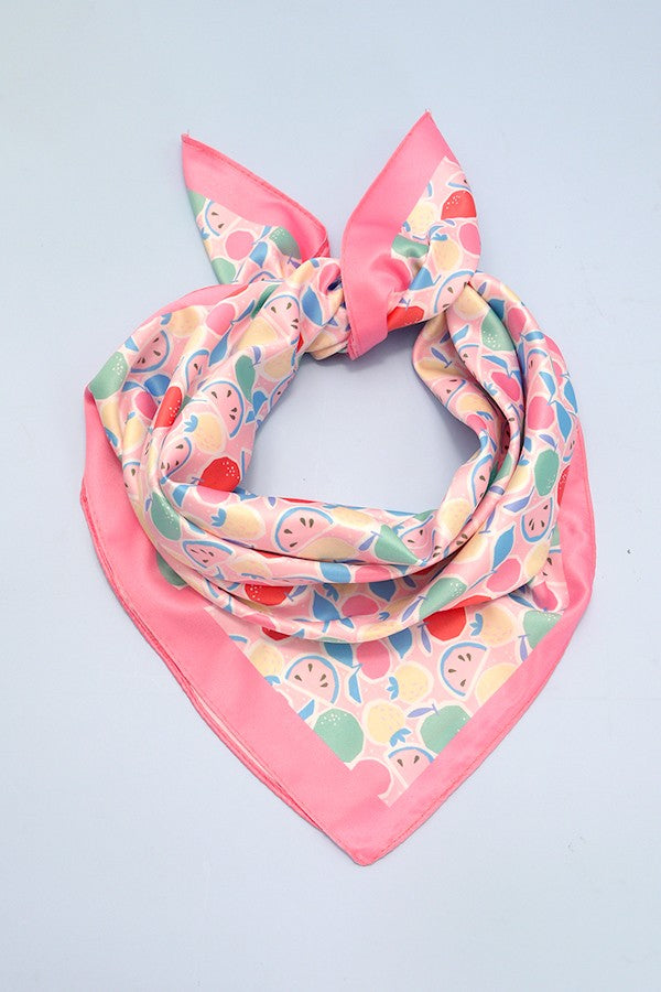 FRUIT PRINT SILKY FEEL BANDANA SCARF | 40SC624