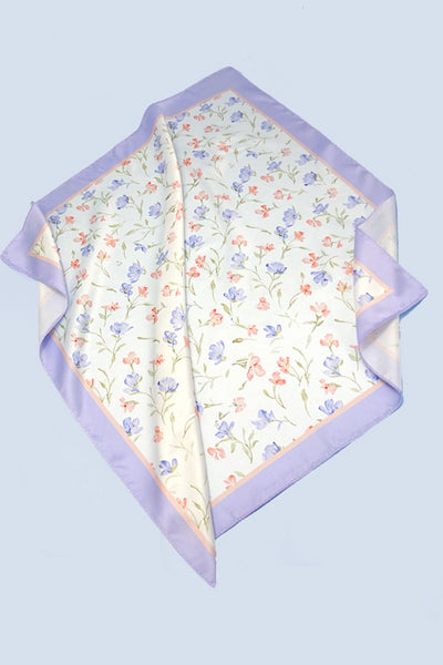 FLOWER PRINT SILKY FEEL BANDANA SCARF | 40SC625