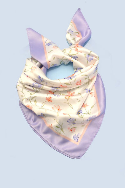 FLOWER PRINT SILKY FEEL BANDANA SCARF | 40SC625