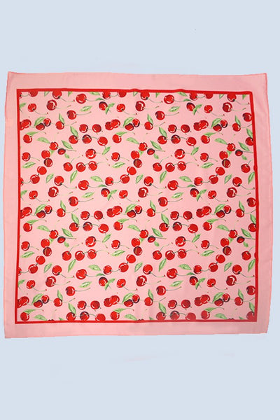 CHERRY PRINT SILKY FEEL BANDANA SCARF | 40SC626