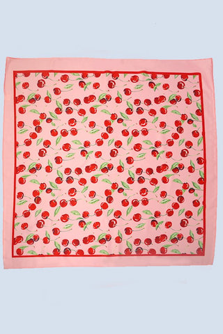 CHERRY PRINT SILKY FEEL BANDANA SCARF | 40SC626